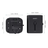 หัวแปลงปลั๊กไฟ AUKEY Minima Travel Mate Universal Adapter (PA-TA01) Black