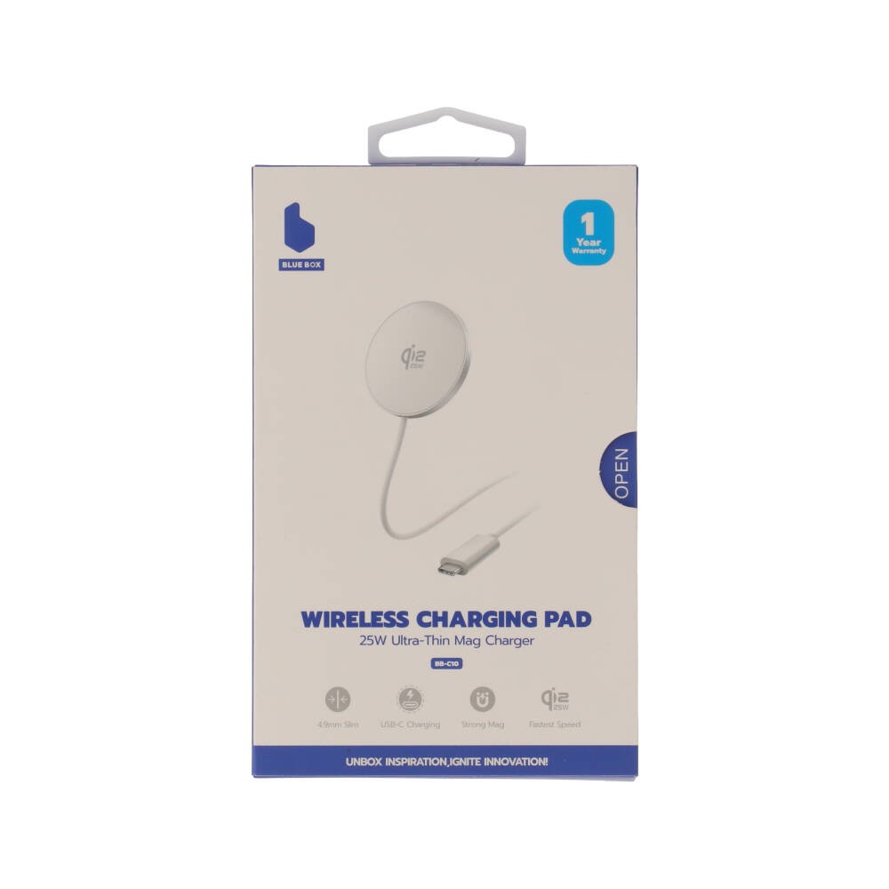 สายชาร์จ Blue Box Magnetic Wireless Charging 25W (Qi2.2) White (BB-C10)