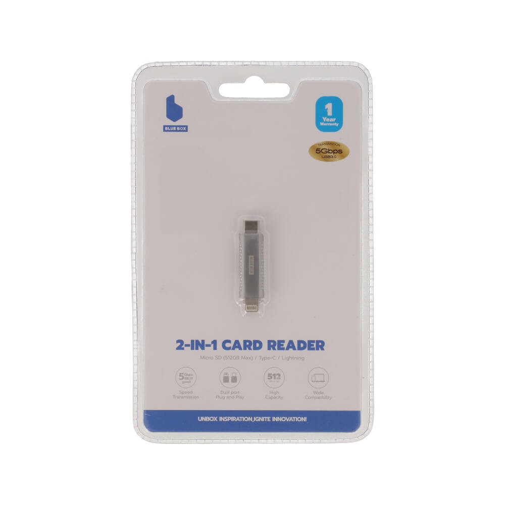 การ์ดรีดเดอร์ Blue Box LinkMate Mini Type C to TF Memory Card Reader Adapter 3.0 Silver