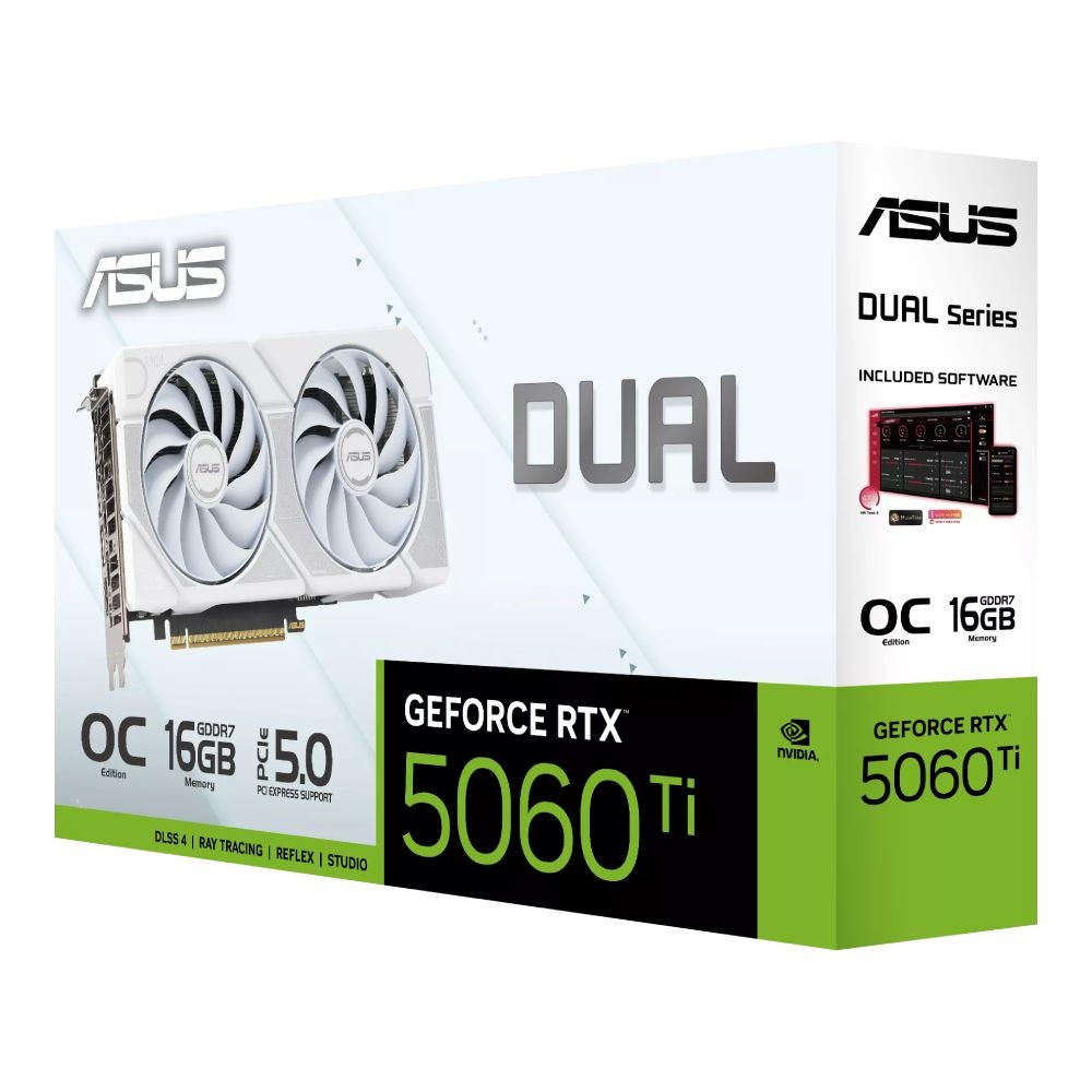 การ์ดจอ ASUS Dual GeForce RTX 5060 Ti 16GB GDDR7 White OC Edition