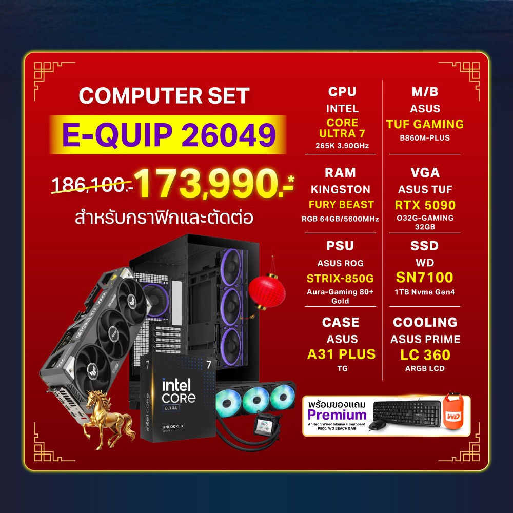 Computer Set - E-QUIP 26049 (U7-265K | RAM64GB/5600 | SSD 1TB | RTX ...