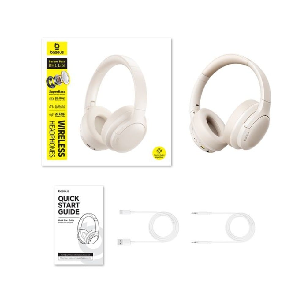 หูฟังไร้สาย Baseus Bass BH1 Lite Starlight Off-White