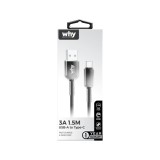 สายชาร์จ WHY USB-A to USB-C 3A Jello 1.5M Black (UC-4223C)
