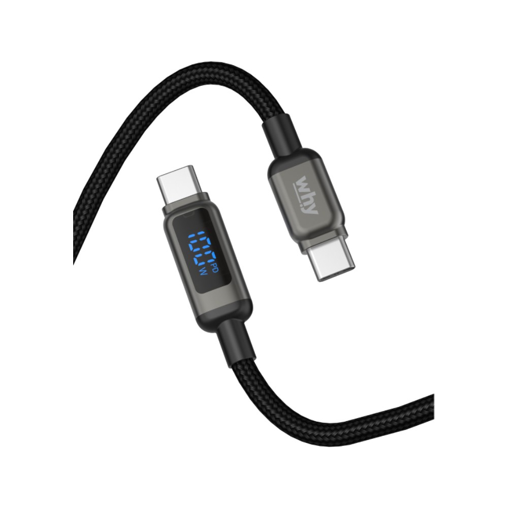 สายชาร์จ WHY USB-C to USB-C 100W Delta 1.2M Black (UC-1441C)
