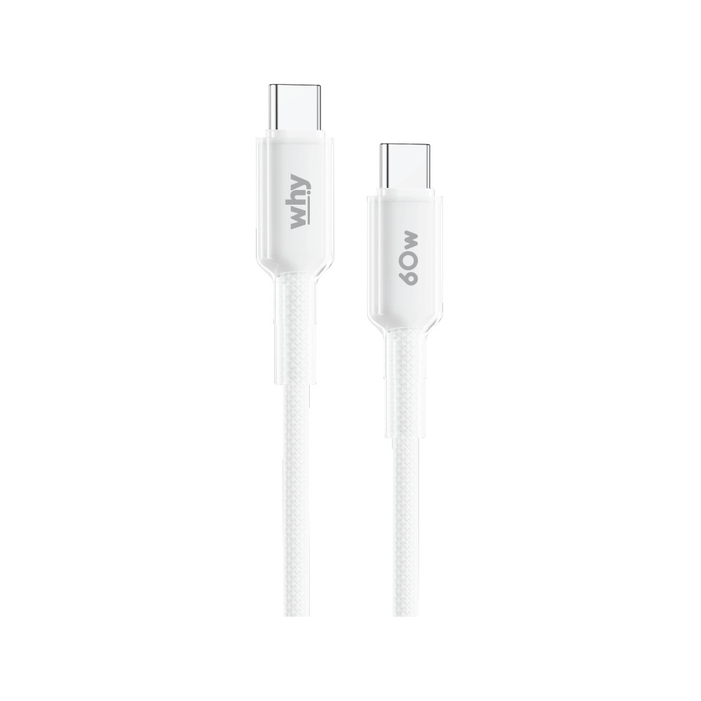 สายชาร์จ WHY USB-C to USB-C 60W Jello 1.5M White (UC-4193C)