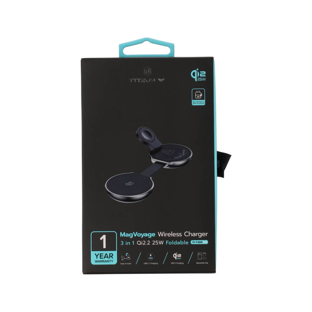 ที่ชาร์จไร้สาย TITANV 3-in-1 Qi2.2 MagVoyage Wireless Charger Foldable 25W Gray (Y309)