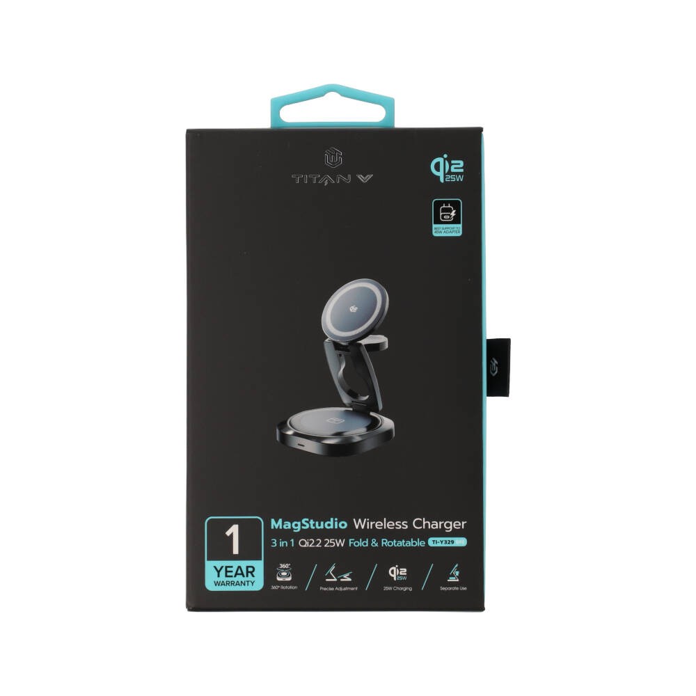 ที่ชาร์จไร้สาย TITANV 3-in-1 Qi2.2 Magstudio Wireless Charger Foldable 25W Gray (Y329)