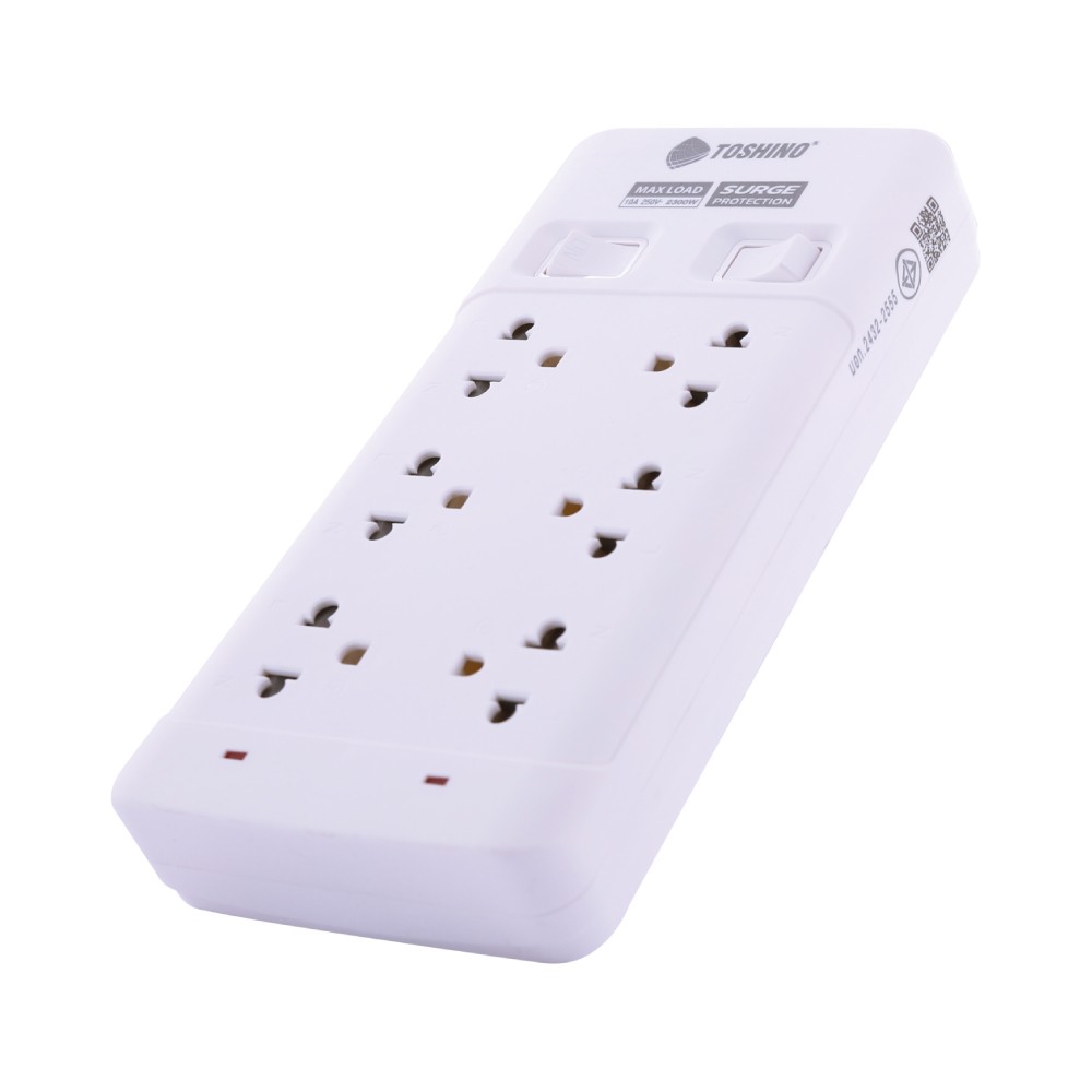ปลั๊กไฟ Toshino Plug 6 Way 2 Switch 3M. (SOD-63)