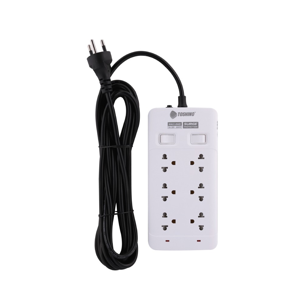 ปลั๊กไฟ Toshino Plug 6 Way 2 Switch 3M. (SOD-63)