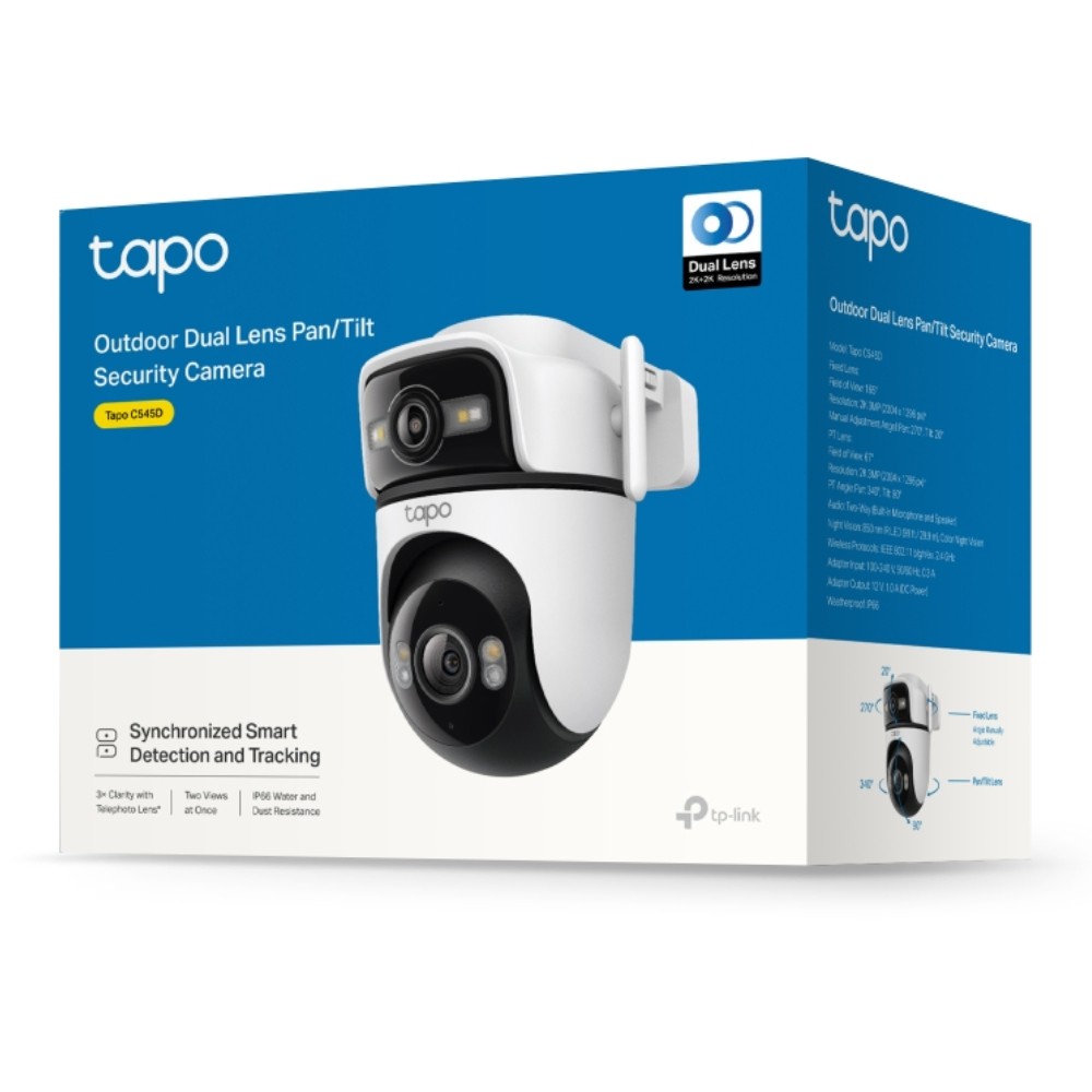 กล้องวงจรปิด TP-Link Tapo C545D Outdoor Dual Lens Pan/Tilt Security Camera 6 MP (3MP+3MP)
