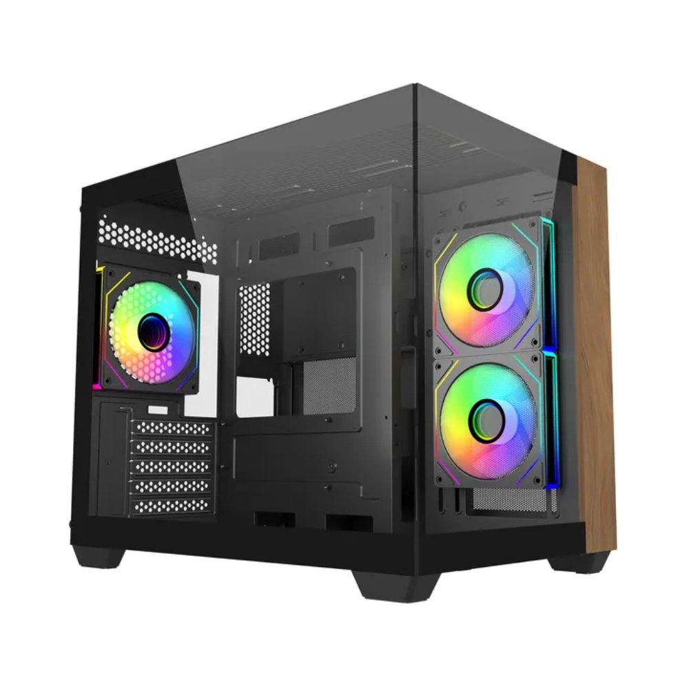 เคสคอมพิวเตอร์ COOLER MASTER Elite 481 Wood Black (E481-KHNN-S00)