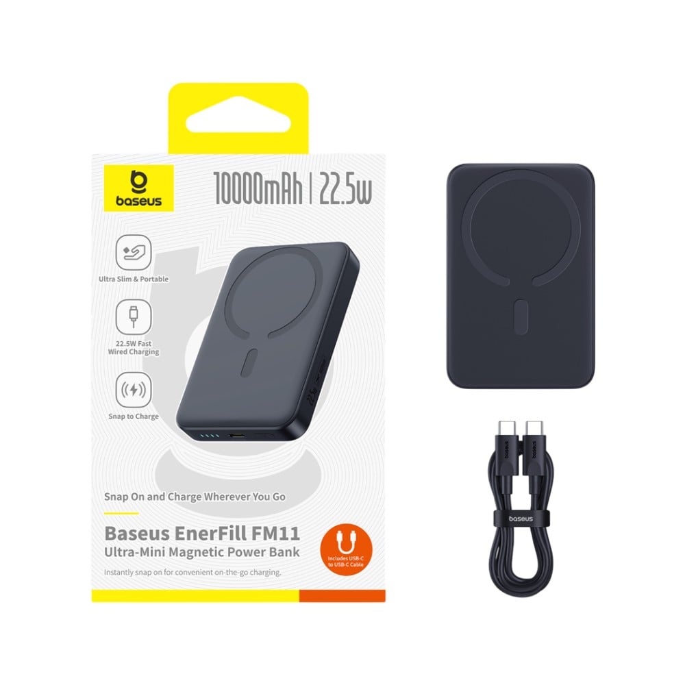 พาวเวอร์แบงค์ Baseus 10000 mAh EnerFill FM11 Ultra-Mini Magnetic 22.5W Cosmic Black (CCC)