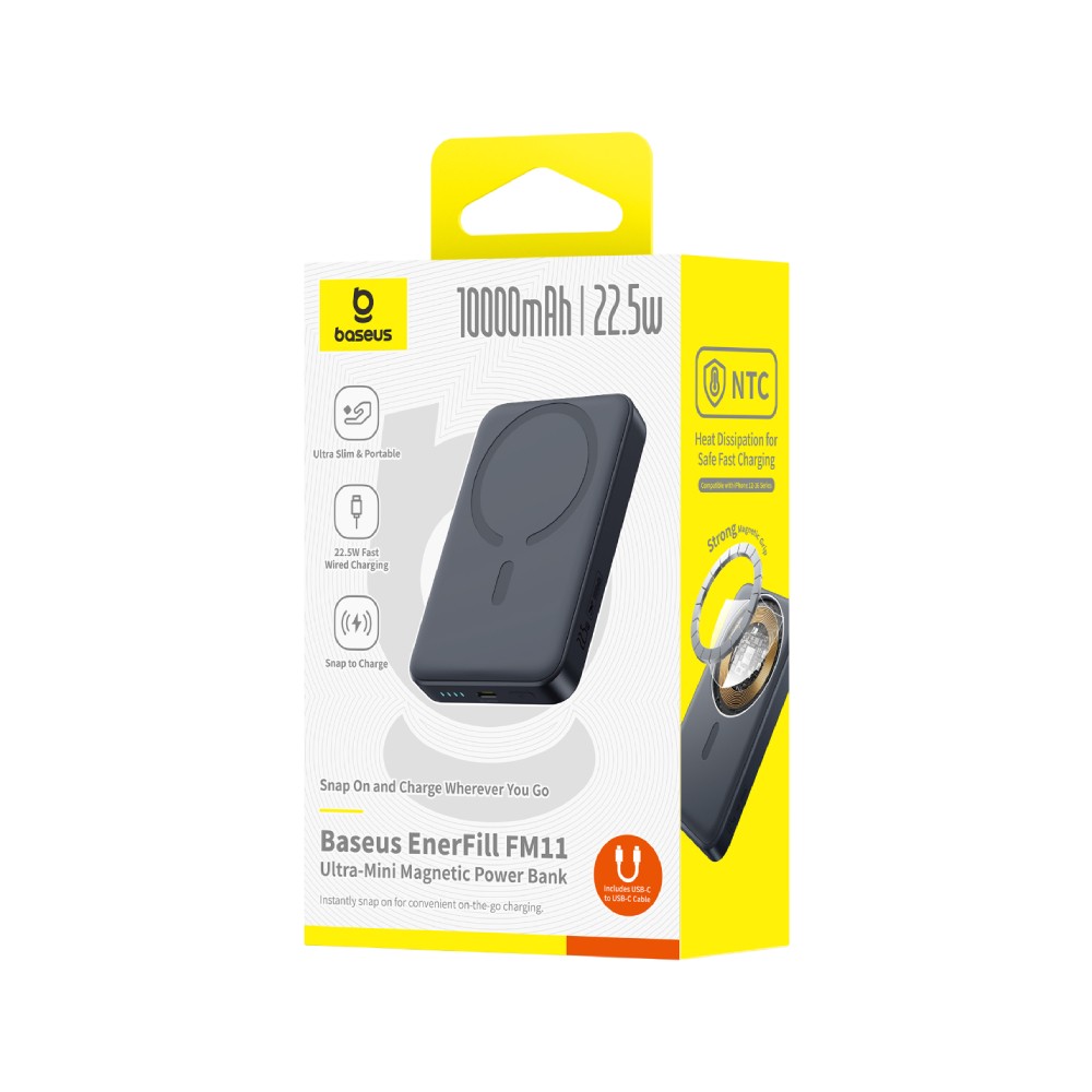 พาวเวอร์แบงค์ Baseus 10000 mAh EnerFill FM11 Ultra-Mini Magnetic 22.5W Cosmic Black (CCC)