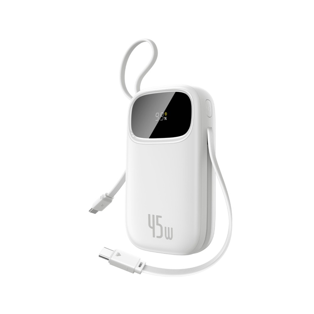 พาวเวอร์แบงค์ Baseus 10000 mAh EnerFill FC31 Display with 2 Built-in USB-C 45W Moon White (CCC)