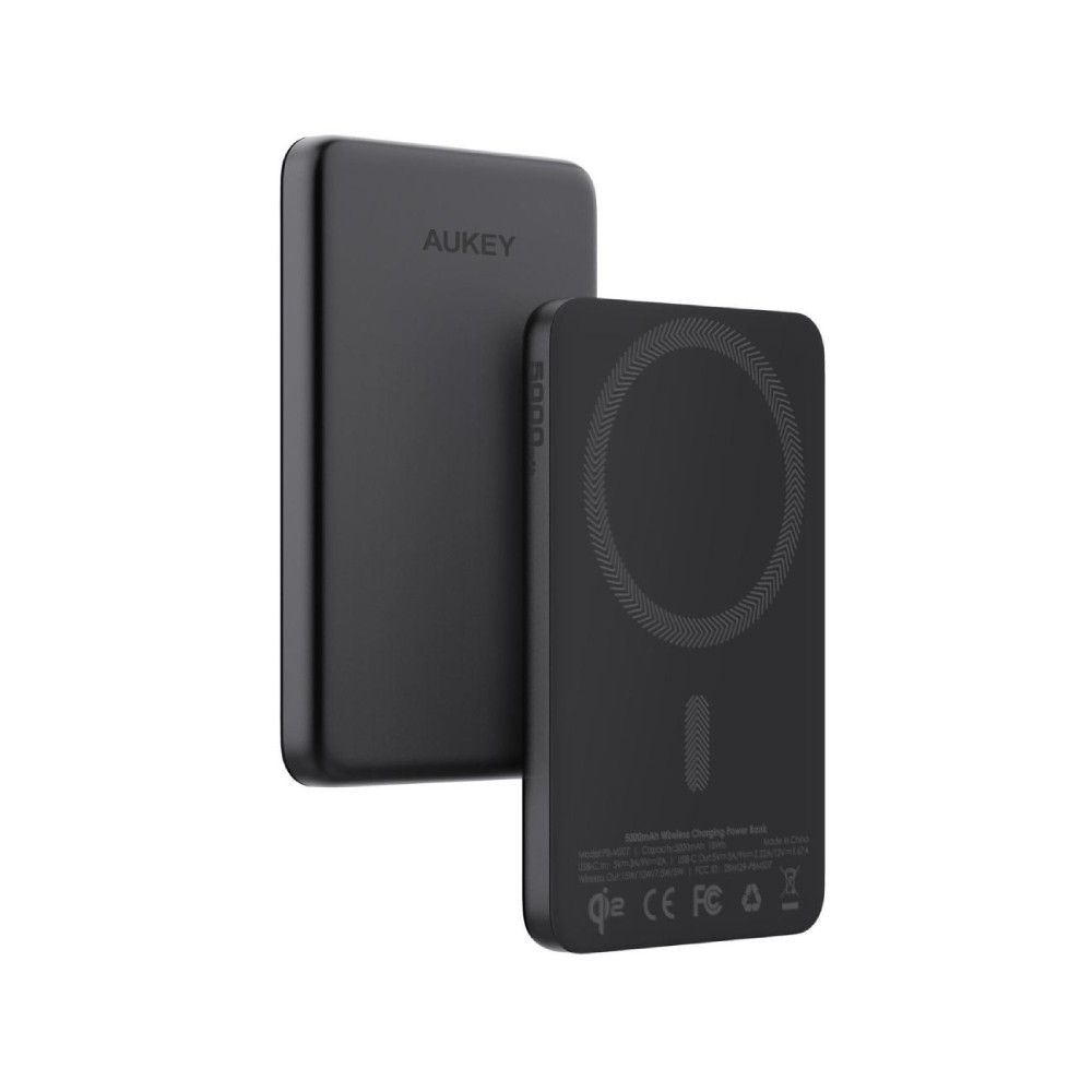 พาวเวอร์แบงค์ AUKEY 5000mAh Mag Qi2 M PD20W PB-MS07A Dark Gray (CCC)