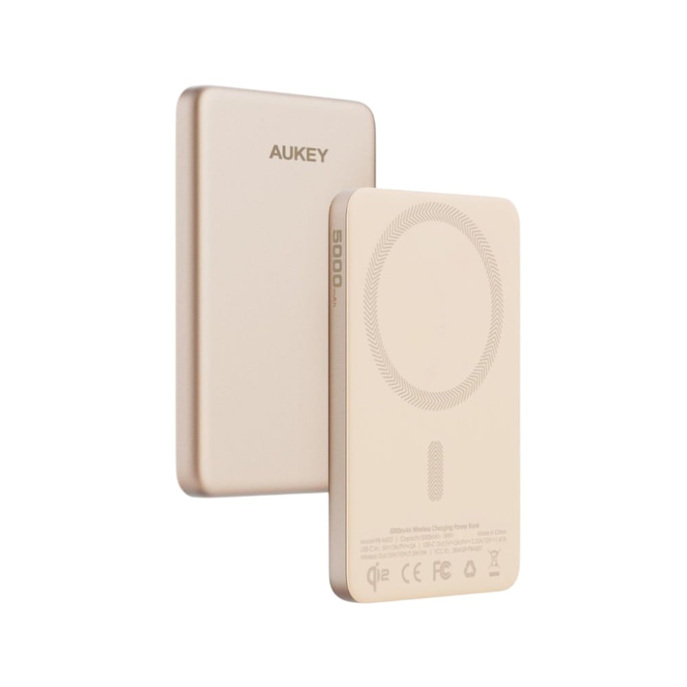 พาวเวอร์แบงค์ AUKEY 5000mAh Mag Qi2 M PD20W PB-MS07A Desert Gold (CCC)