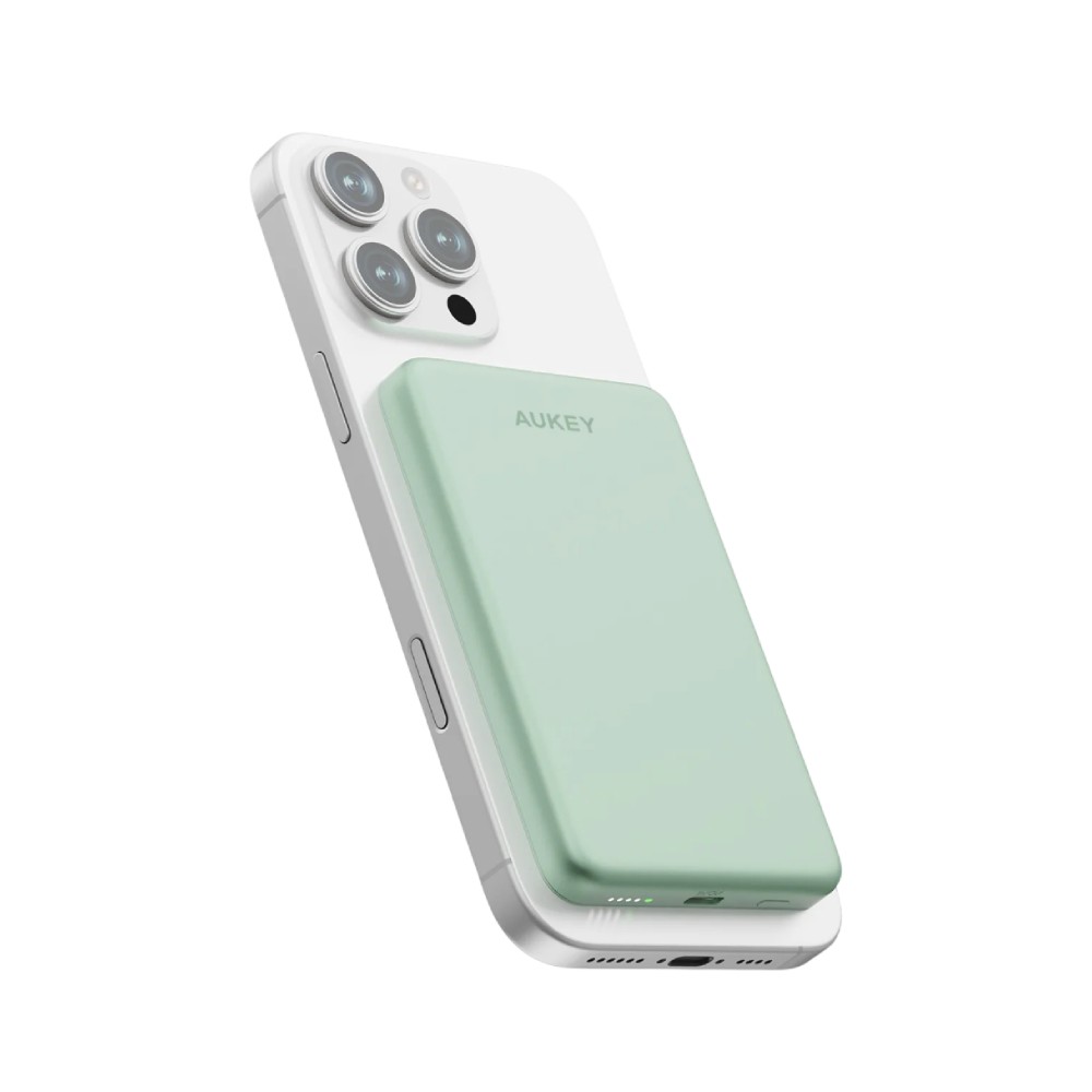 พาวเวอร์แบงค์ AUKEY 5000mAh Mag Qi2 M PD20W PB-MS07A Mint Blue (CCC)