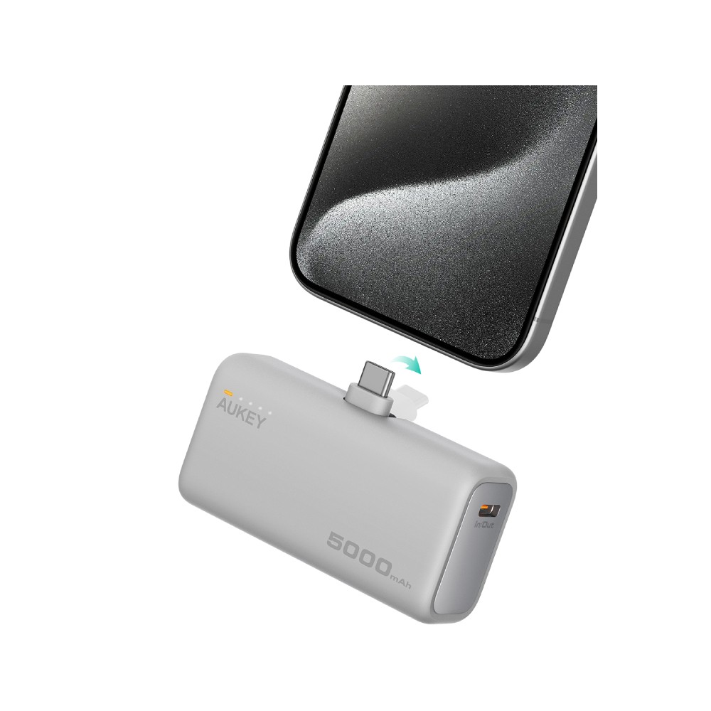 พาวเวอร์แบงค์ AUKEY 5000 mAh Spark Mini Built-in USB-C PB-Y59 Frost White (CCC)