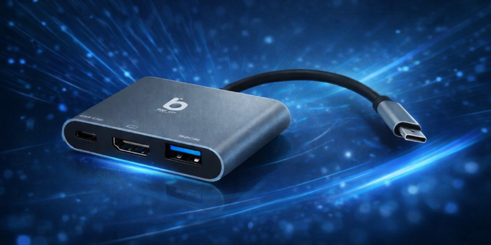 Hub 3 In 1 พอร์ตฮับ Blue Box USB Type-C Hub 3-in-1 สี Silver Grey