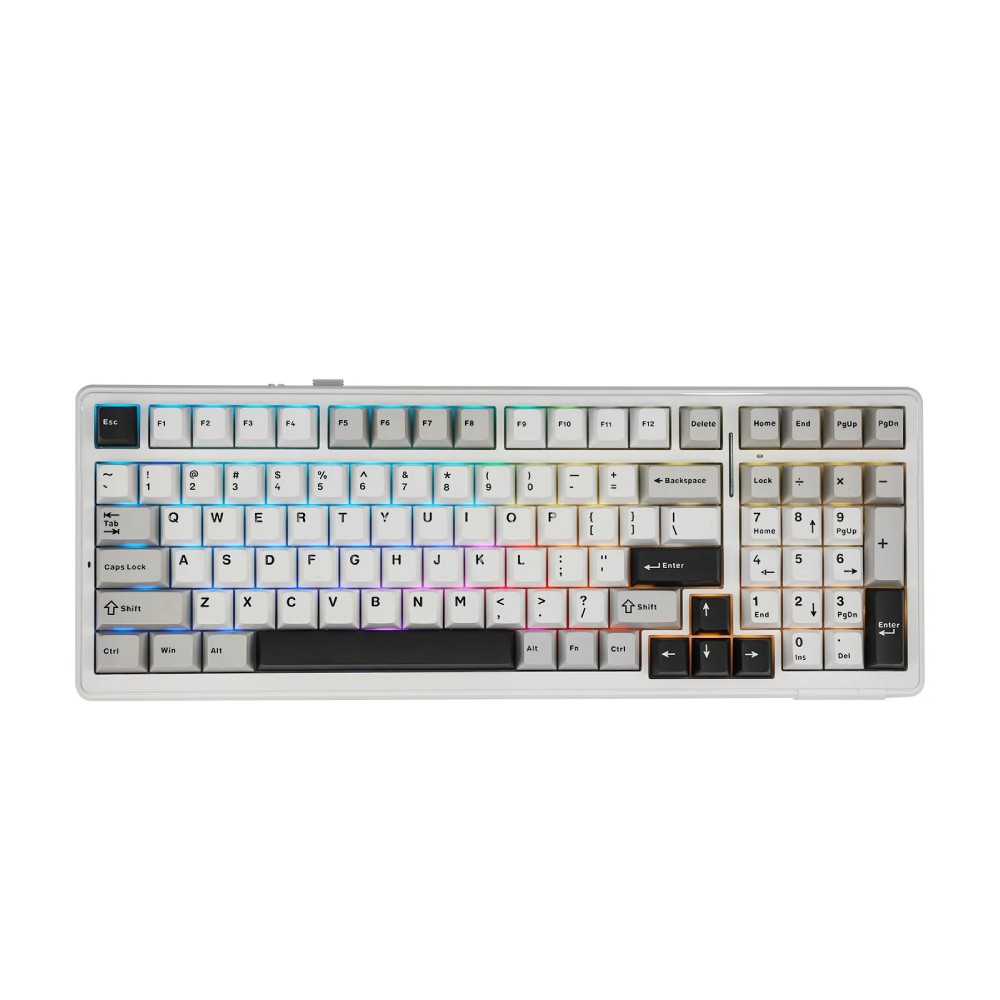 คีย์บอร์ดเกมมิ่ง AULA F99 V.3 Grey/White/Darkgray - Gray Wood Switch