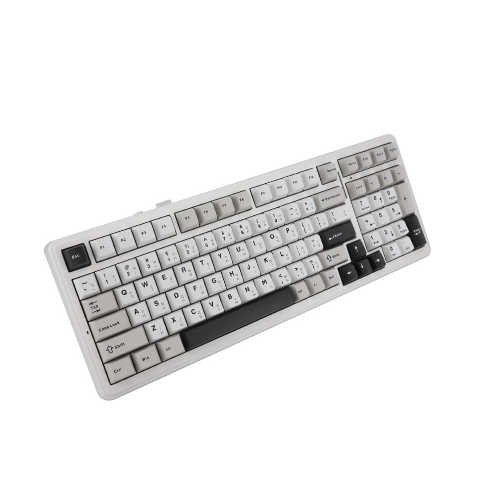 คีย์บอร์ดเกมมิ่ง AULA F99 V.3 Grey/White/Darkgray - Gray Wood Switch