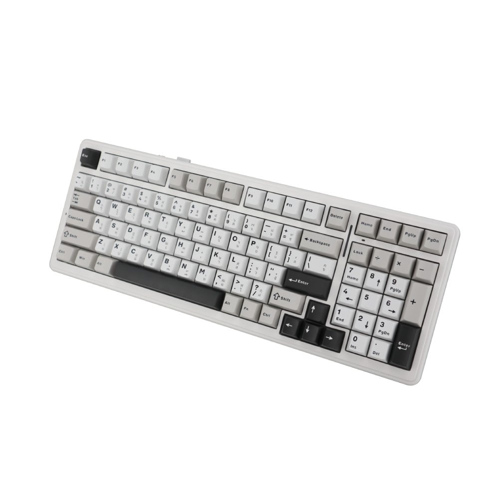 คีย์บอร์ดเกมมิ่ง AULA F99 V.3 Grey/White/Darkgray - Gray Wood Switch