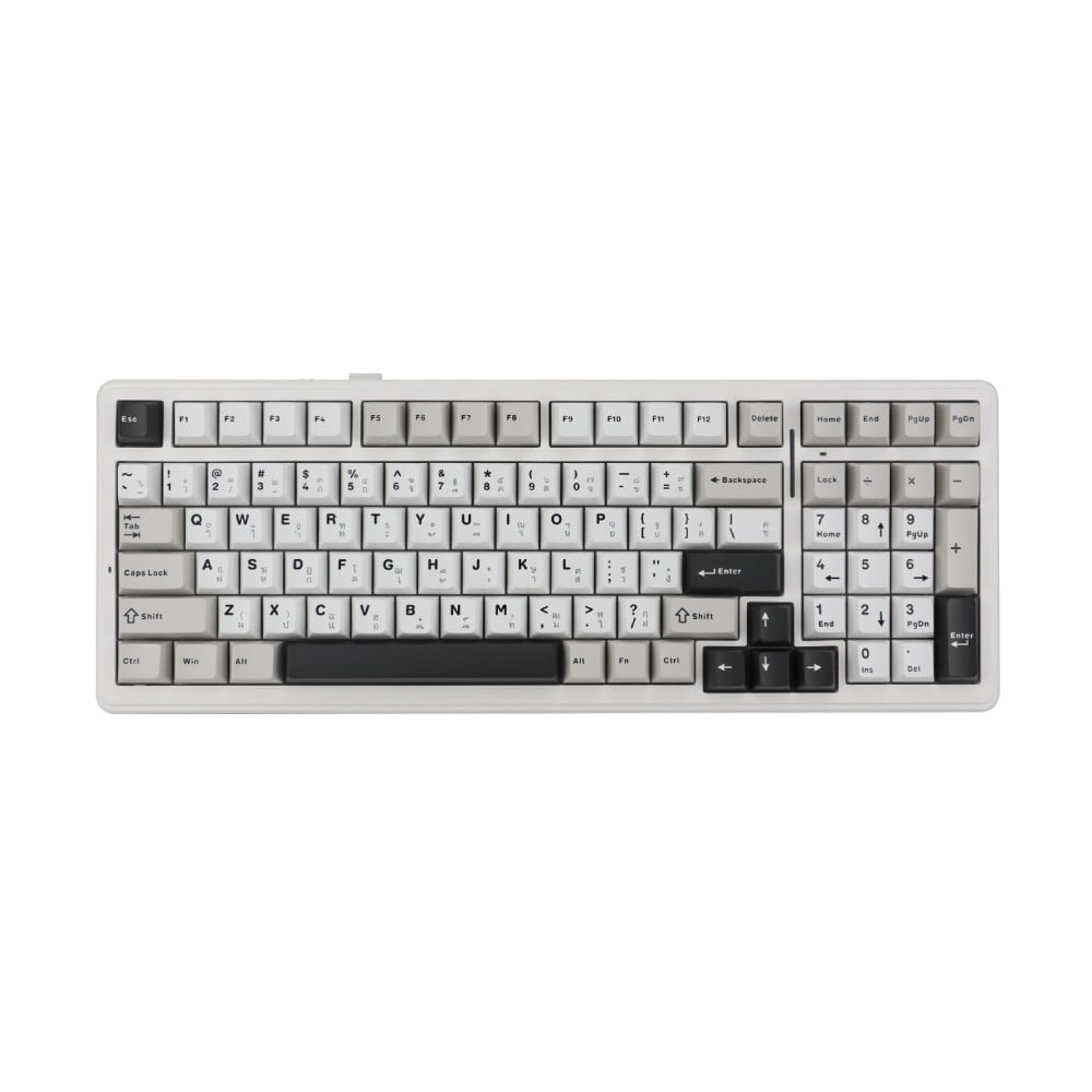 คีย์บอร์ดเกมมิ่ง AULA F99 V.3 Grey/White/Darkgray - Gray Wood Switch
