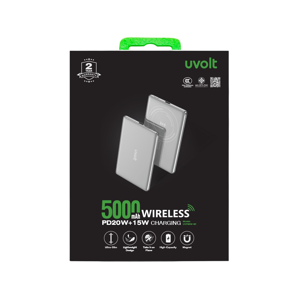 พาวเวอร์แบงค์ UVolt 5000 mAh Wireless Magnet UVP05W-02 Gray (CCC)