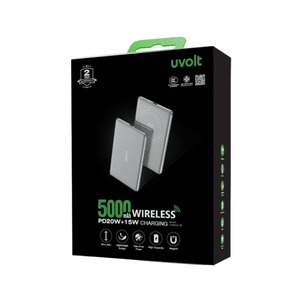 พาวเวอร์แบงค์ UVolt 5000 mAh Wireless Magnet UVP05W-02 Gray (CCC)
