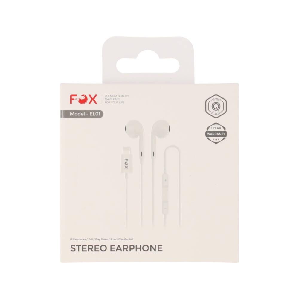 หูฟัง FOX Lightning with Mic & Volume Control (EL01) White