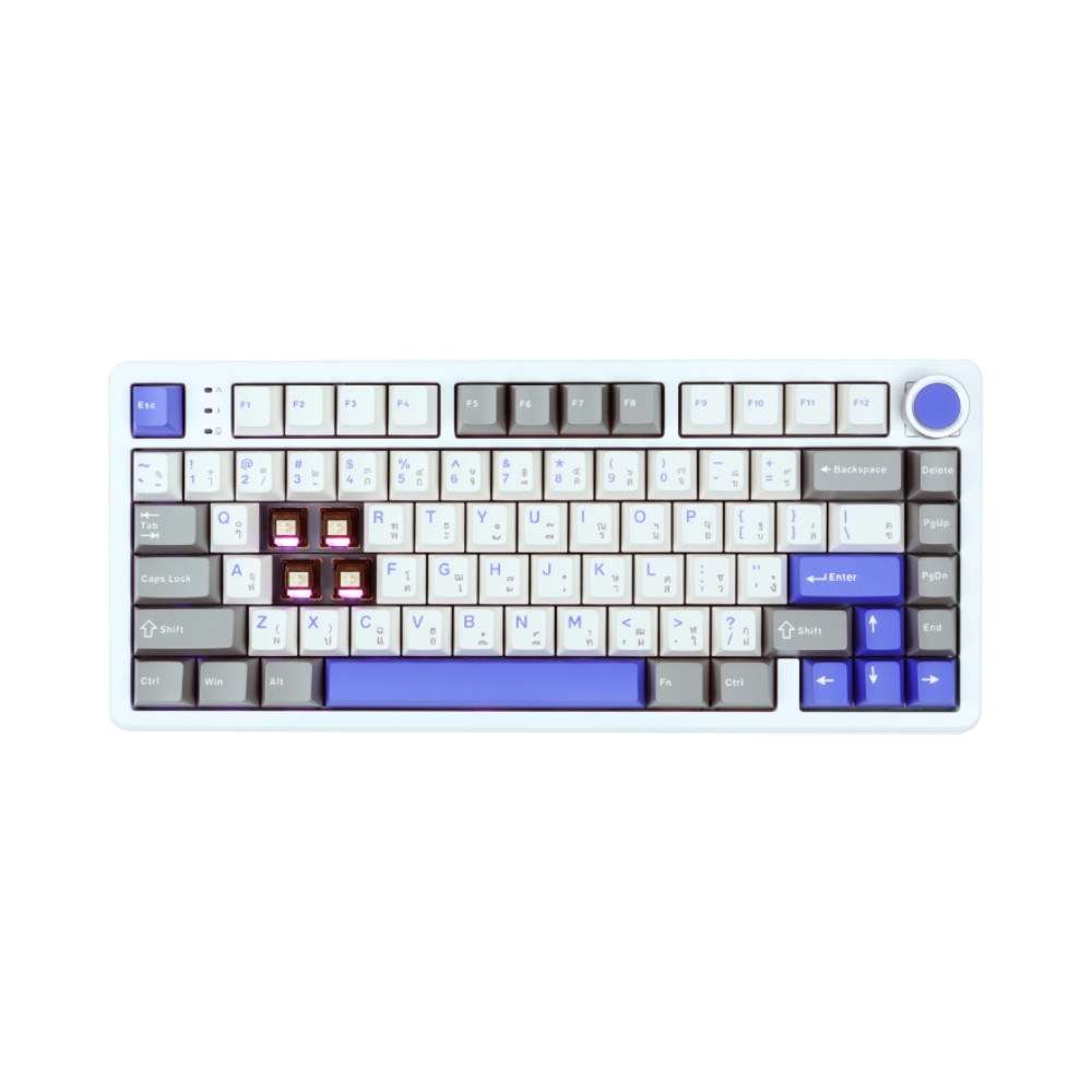 คีย์บอร์ดเกมมิ่ง AULA FIRE75 (GRAY/WHITE/BLUE) CARAMEL SWITCH