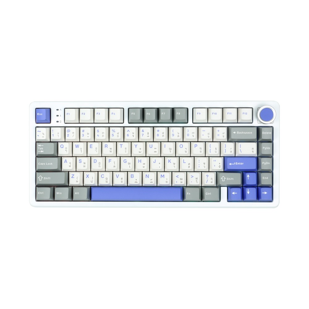 คีย์บอร์ดเกมมิ่ง AULA FIRE75 (GRAY/WHITE/BLUE) CARAMEL SWITCH