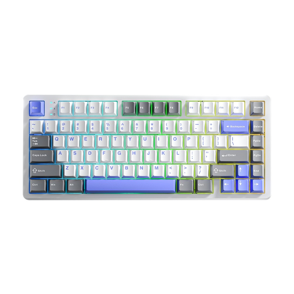 คีย์บอร์ดเกมมิ่ง AULA FIRE75 (GRAY/WHITE/BLUE) CARAMEL SWITCH