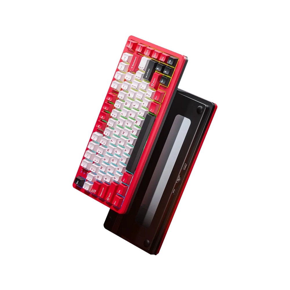 คีย์บอร์ดเกมมิ่ง AULA FIRE75 (PINK/BLACK/RED) TCC PURPLE SWITCH