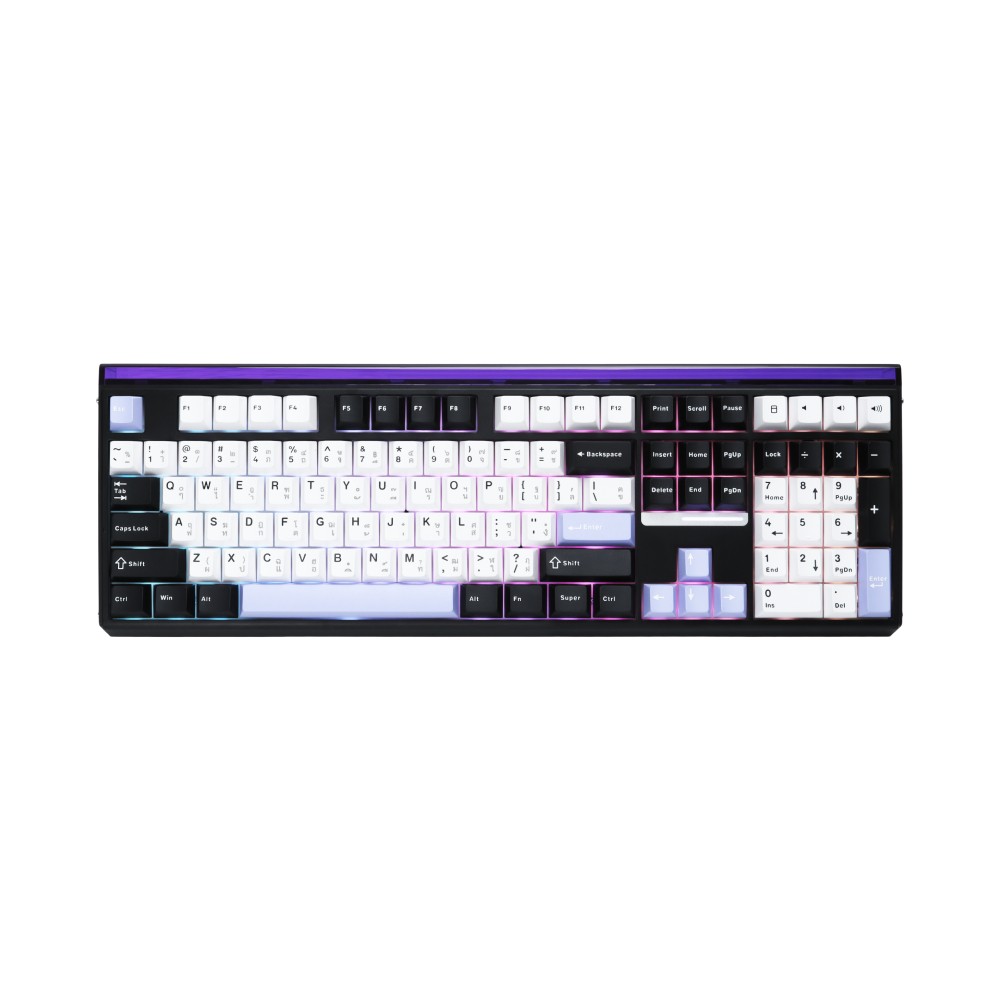 คีย์บอร์ดเกมมิ่ง AULA H108 (BLACK/WHITE/PURPLE) LIGHT SILENT SWITCH