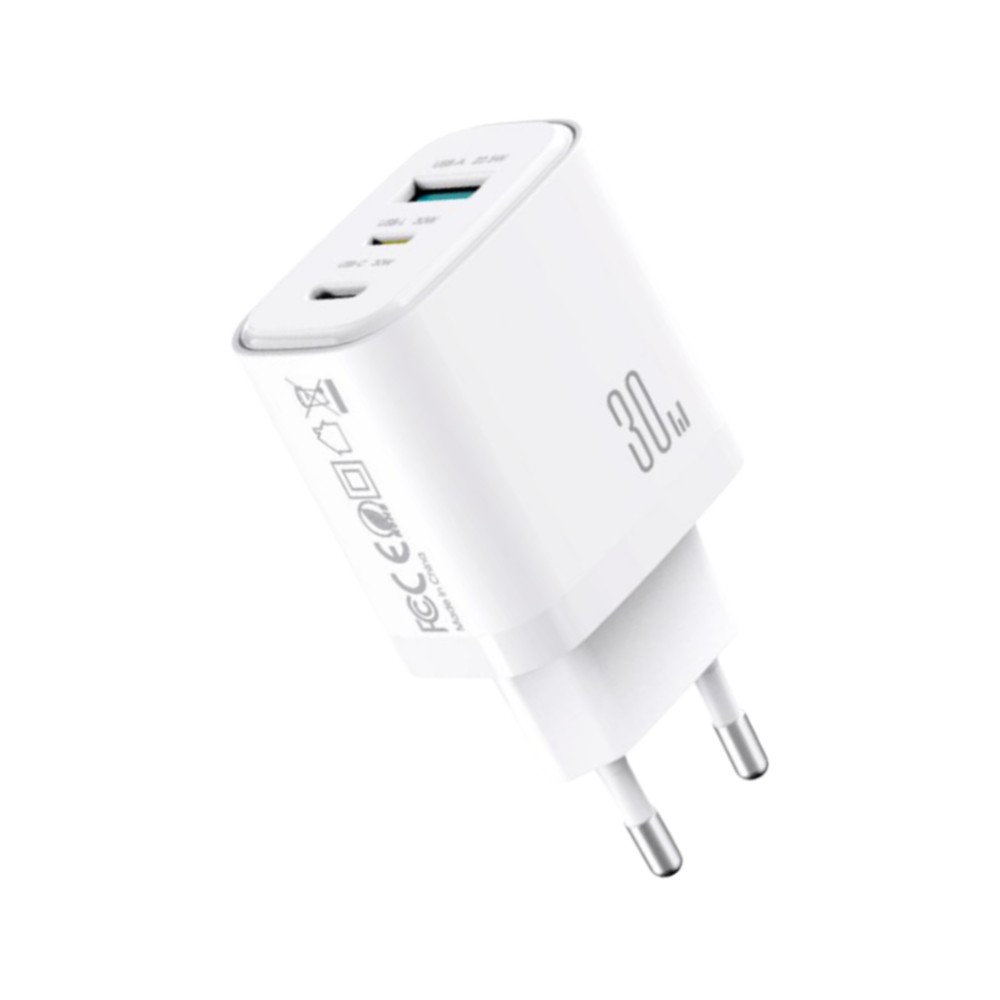 อะแดปเตอร์ JOYROOM Wall Charger 1 USB-A / 2 USB-C (PD30W) GaN White (JR-TG6)