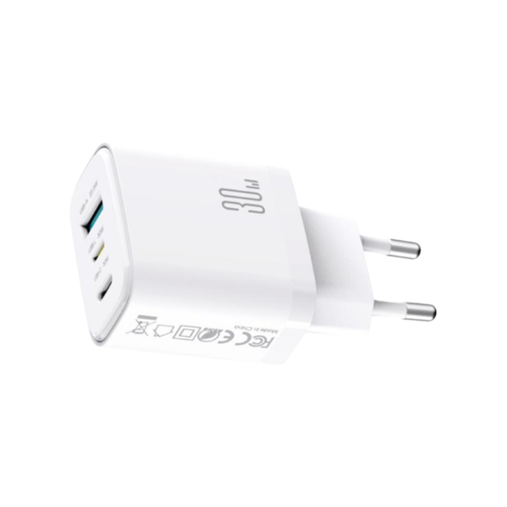 อะแดปเตอร์ JOYROOM Wall Charger 1 USB-A / 2 USB-C (PD30W) GaN White (JR-TG6)