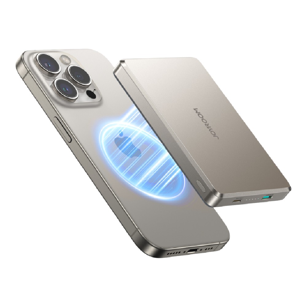 พาวเวอร์แบงค์ JOYROOM 10000mAh Ultra-Slim Metal Magnetic Wireless (JR-PBM08 Pro 20W) (CCC) Natural Titanium