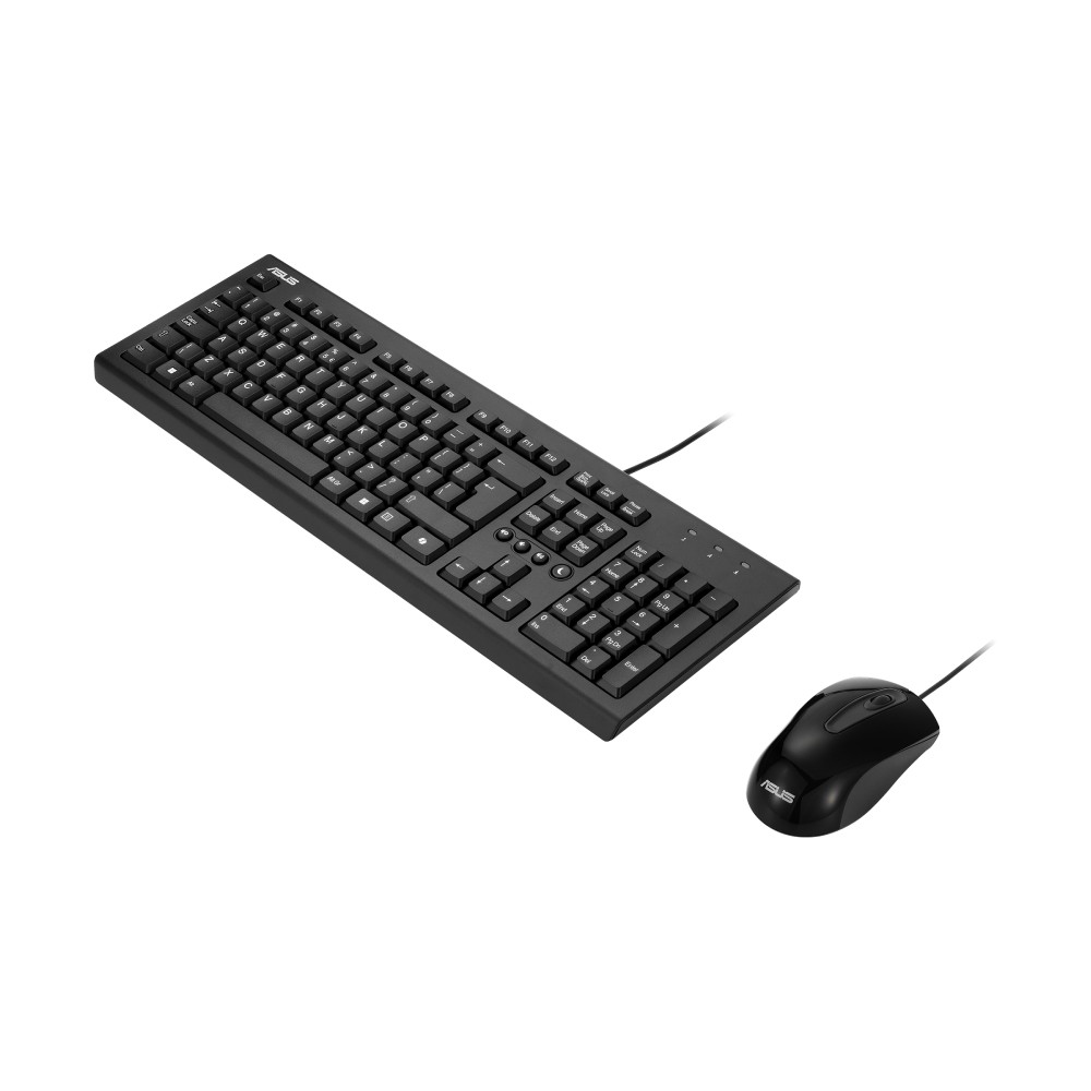 เมาส์และคีย์บอร์ด Asus U2000 Wired Keyboard+Mouse Set Black