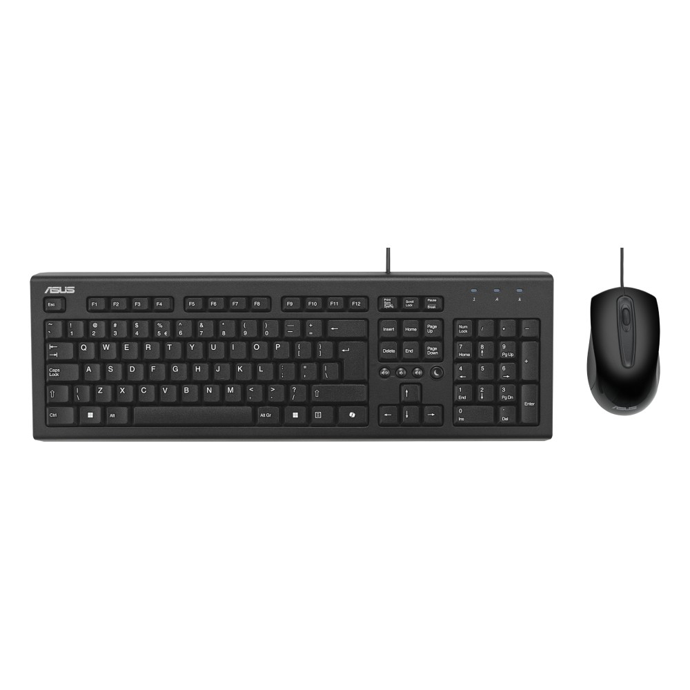 เมาส์และคีย์บอร์ด Asus U2000 Wired Keyboard+Mouse Set Black