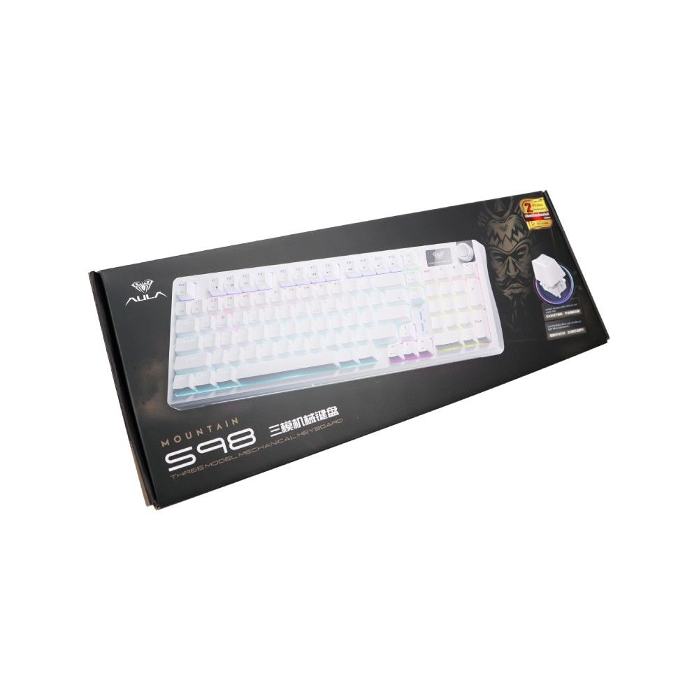 คีย์บอร์ดเกมมิ่ง AULA S98 (WHITE) RED SWITCH 3IN1 GASKET RGB