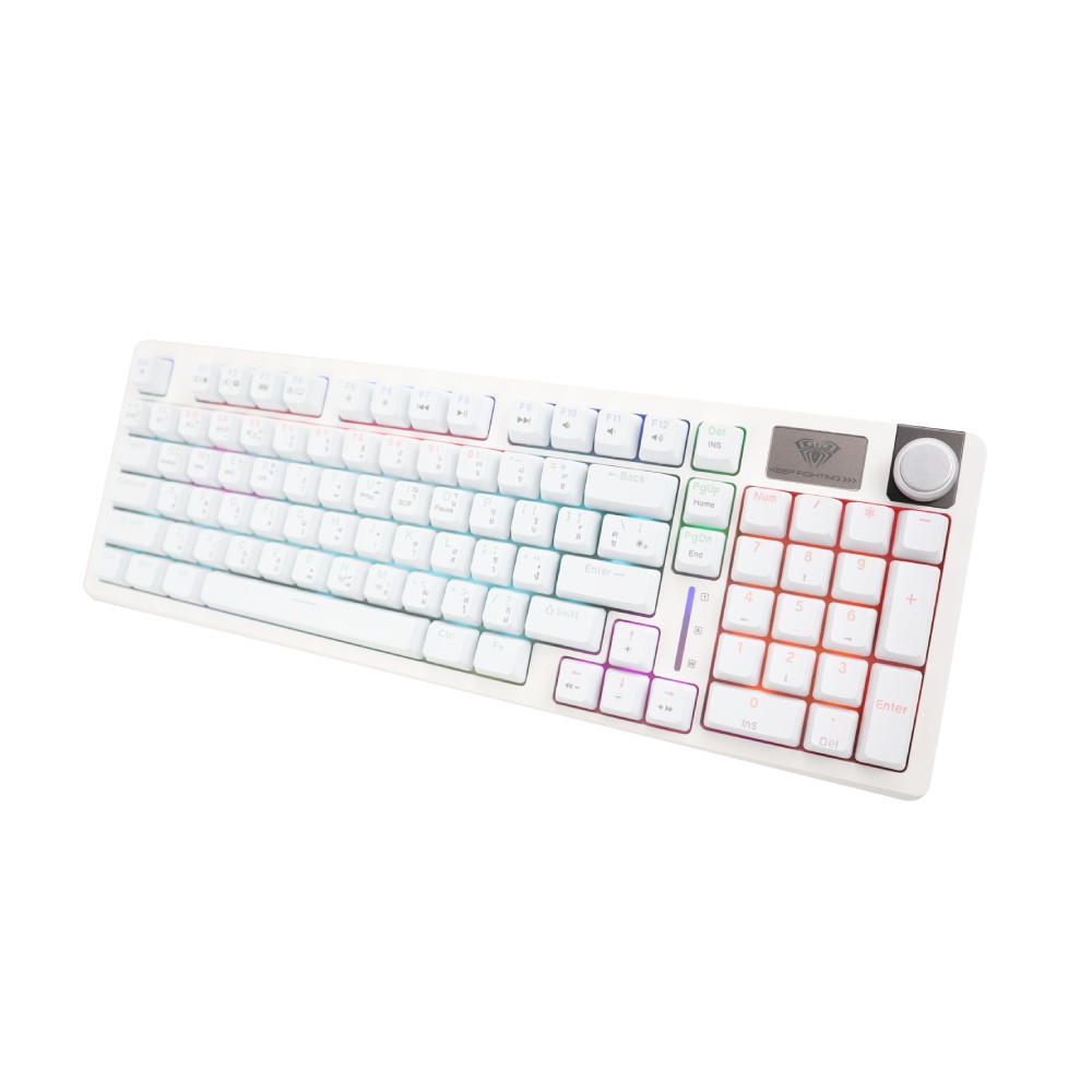 คีย์บอร์ดเกมมิ่ง AULA S98 (WHITE) RED SWITCH 3IN1 GASKET RGB