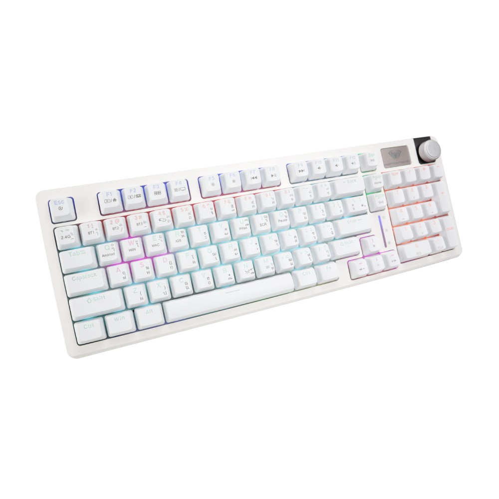 คีย์บอร์ดเกมมิ่ง AULA S98 (WHITE) RED SWITCH 3IN1 GASKET RGB