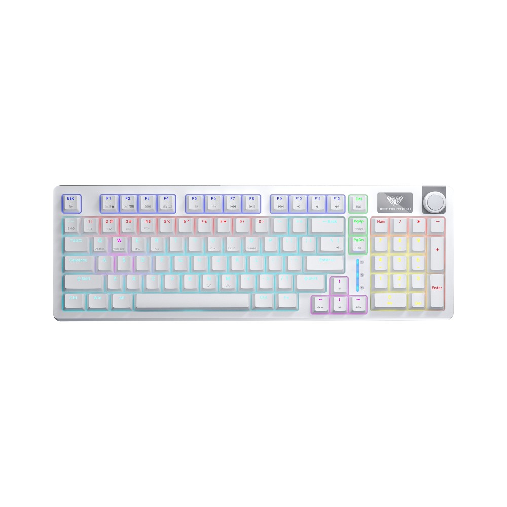 คีย์บอร์ดเกมมิ่ง AULA S98 (WHITE) RED SWITCH 3IN1 GASKET RGB
