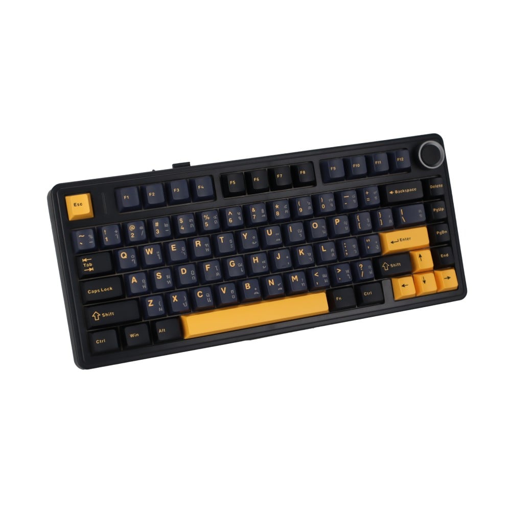 คีย์บอร์ดเกมมิ่ง AULA F75 (BLACK/DARK BLUE/ORANGE) GREY SWITCH