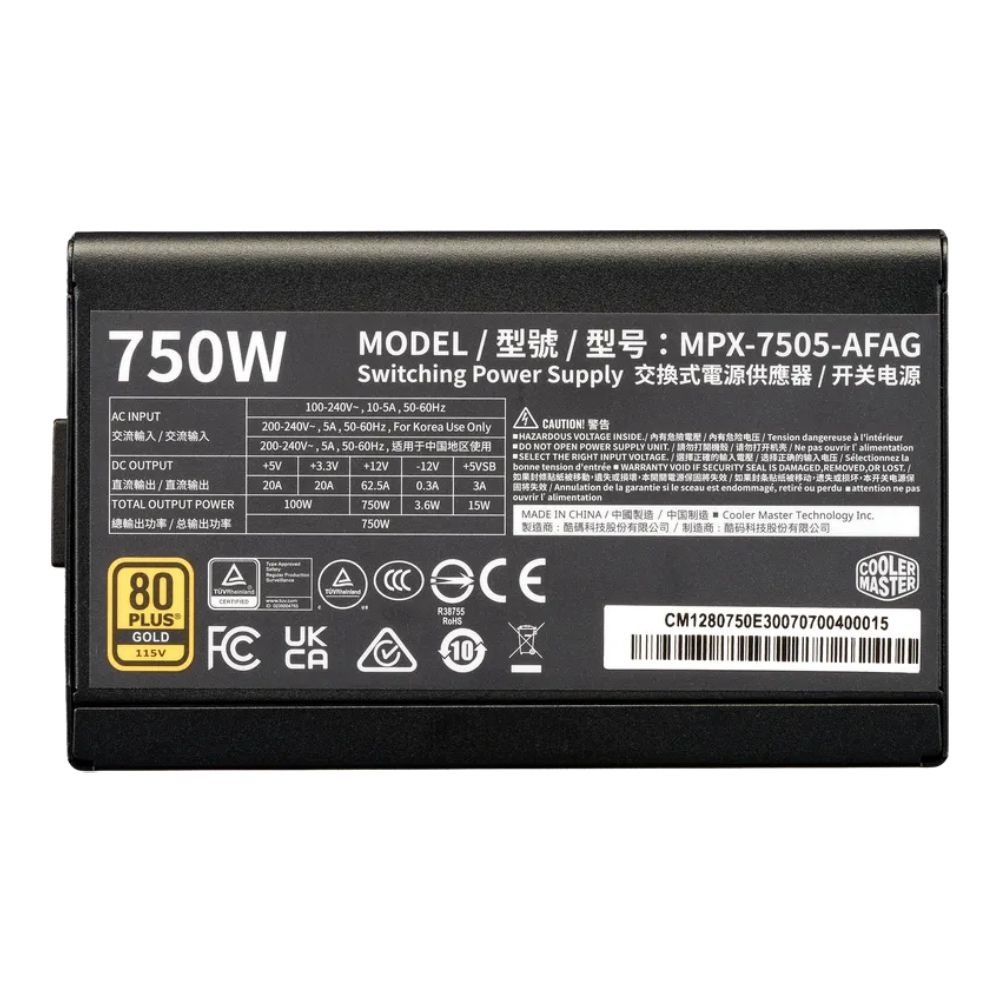 พาวเวอร์ซัพพลาย COOLER MASTER ELITE Gold 750 (MPX-7505-AFAG-BEU)