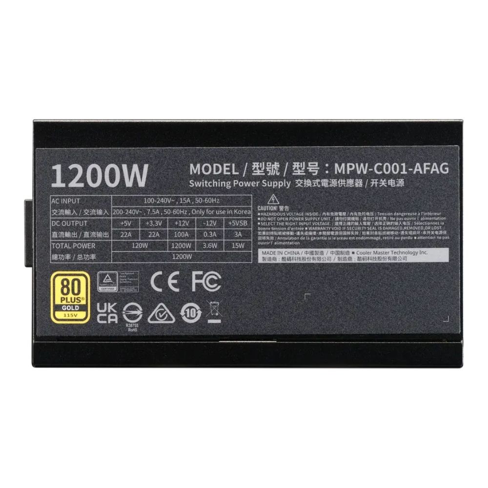 พาวเวอร์ซัพพลาย COOLER MASTER ELITE Gold 1200 (MPW-C001-AFAG-BEU)