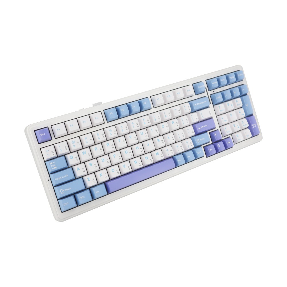คีย์บอร์ดเกมมิ่ง AULA F99 V.3 White/Blue/Purple - Gray Wood Switch