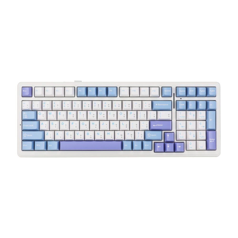 คีย์บอร์ดเกมมิ่ง AULA F99 V.3 White/Blue/Purple - Gray Wood Switch