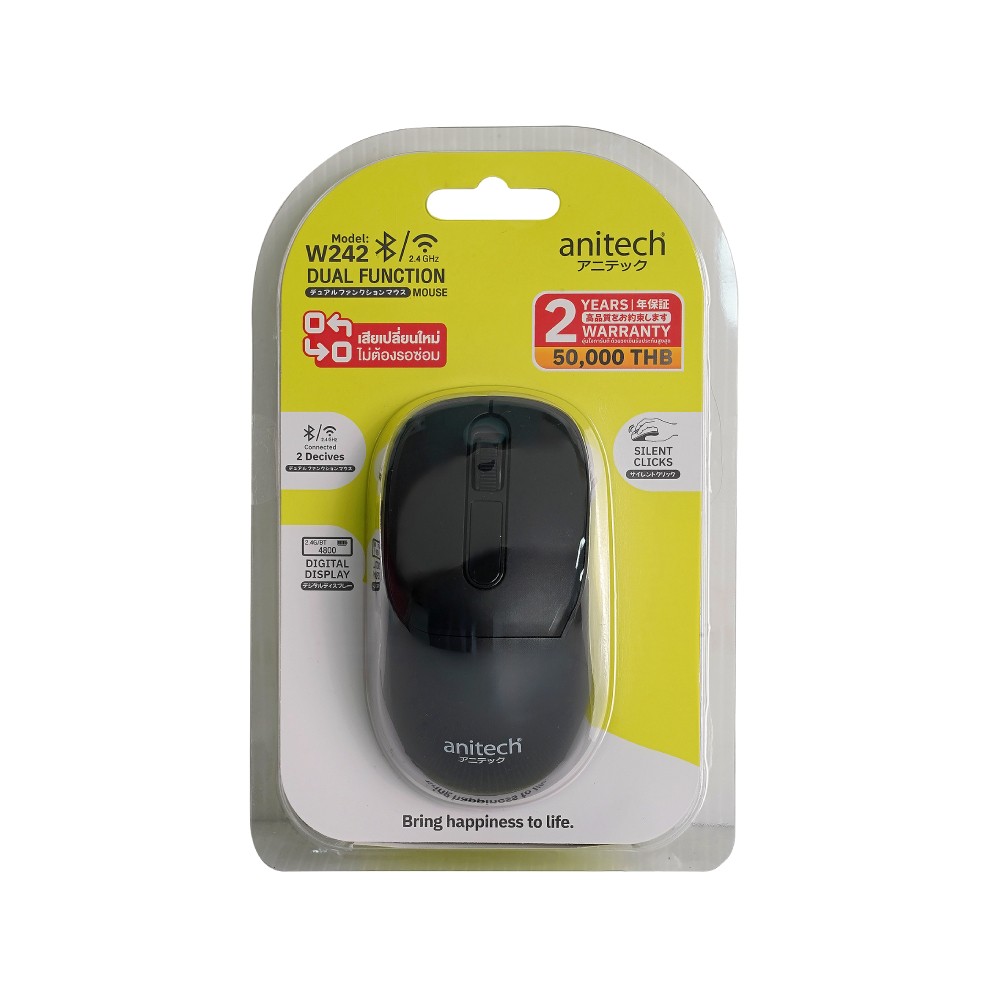 เมาส์ไร้สาย Anitech Dual Function W242-BK Black